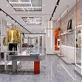 Modern Clothing Store Interior With Display Racks Seating Area And Wall Art