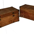 Pair Of Vintage Wooden Trunks With Metal Hardware And Distressed Finish