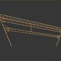 Golden Metal Curved Truss Structure With Triangular Frames On Black Background And Reflection 3d model