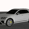 Sleek Silver Modern SUV With Sporty Alloy Wheels And Yellow Brake Calipers On Open Road
