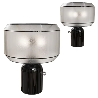Modern Table Lamp with Silver Frosted Shade and Black Textured Base Design 3d model