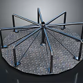 Industrial Circular Metal Equipment Platform with Radial Supports and Diamond Plate Surface