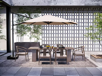 Outdoor Table and Chair Combination Camping Table and Chair Folding Table and Chair Outdoor Table and Chair Sunshade 3d model