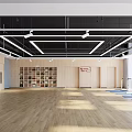 Modern Fitness Gym Space With Spacious Area Wooden Floor And Training Equipment