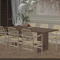 Mid Century Rattan Woven Leisure Chairs With Solid Walnut Frame For Cozy Home Dining Room