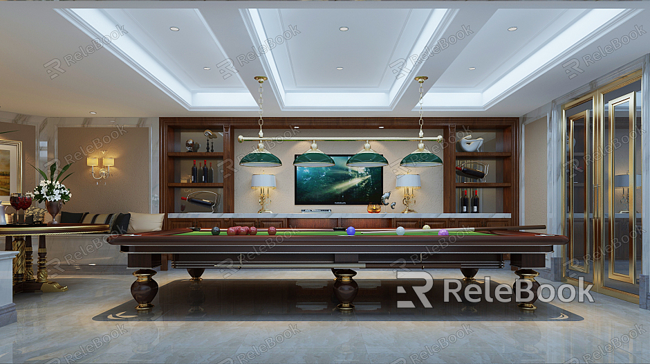 Light Luxury Entertainment Room Billiard Room model