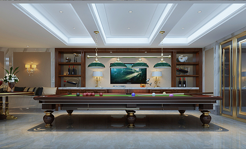 Light Luxury Entertainment Room Billiard Room 3d model