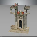Classical Chinese Stone Gateway With Ornate Roof Carvings And Central Floral Decor
