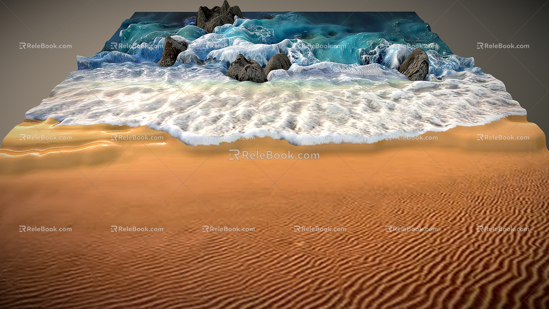 Coastal Seaside Beach Cartoon Beach Beach Beach Shoreline Sea Cliff Terrain 3d model