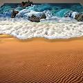 Stunning Coastal Landscape With Turquoise Crashing Waves Brown Sand And Rocks