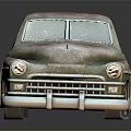 Vintage Rusty Classic Car with Pink Beige Patina and Retro Design