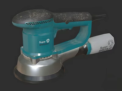 Super Brand Industrial Power Sander With Turquoise Body Black Handle And Silver Base 3d model