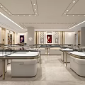 Modern Bright Jewelry Store Interior With Glass Display Cases Marble Flooring And Ceiling Lights