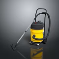 Yellow Portable Vacuum Cleaner With Long Handle And Wheels For Home Cleaning