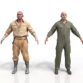 Light Brown Separate Work Clothes And Dark Green Coveralls With Boots As Daily Life Essentials