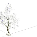Deciduous Tree With Snow Covered Branches Red Berries And Brown Trunk On Gray Background 3d model