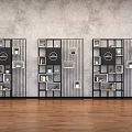 Modern Black Framed Room Dividers With Grid Design Decorative Books And Green Plants
