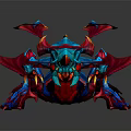 Game Movie Character Colorful Fantasy Creature With Blue Red Body Wings And Sharp Yellow Claws