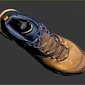 High Top Brown And Blue Outdoor Shoes With Blue Laces And Rubber Sole