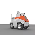 Orange And White Toy Vehicle Model With Top Equipment And Wheels