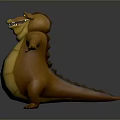 Cartoon Crocodile Game Movie Character with Chubby Yellow Brown Body Open Arms Big Smile