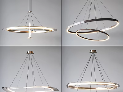 Modern Hanging Chandelier with Double Circular Ring Design and Metal Frame for Contemporary Interiors 3d model
