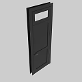 Modern Gray Swing Door with Small Top Window and Sleek Handle Simple Design 3d model