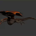 Mythical Flying Dragon With Vibrant Red And Orange Wings In Flight