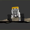 Lunar Rover With Yellow Top White Body And Large Wheels On Moon Sandy Terrain