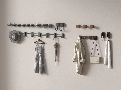 Wall Mounted Hooks For Hanging Hat Dress Umbrella Coat Bag And Towel 3d model