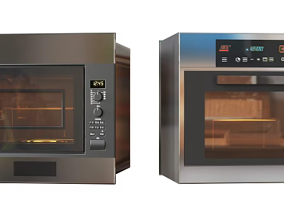 Modern Stainless Steel Kitchen Ovens With Digital Display And Control Panel 3d model