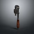 Heavy Duty Hardware Tool Adjustable Wrench With Wooden Handle And Metal Construction