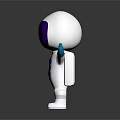 Cartoon Astronaut 3D Character In White Spacesuit With Purple Visor And Blue Gloves