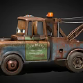 Animated Cartoon Tow Truck Character With Rustic Body Orange Warning Lights And Friendly Face