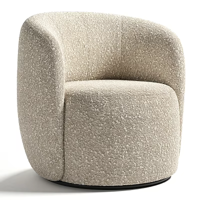 Comfortable Modern Beige Textured Fabric Single Sofa With Rounded Armrests Design 3d model