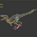 Mechanical Dinosaur Robot Character With Metal Structure And Mechanical Parts