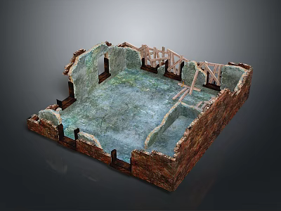 Building Structure Model Featuring Unfinished Brick Walls Wooden Frames And Foundation 3d model