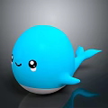 Cute Blue Cartoon Whale Character Plush Toy With Smiling Face Design