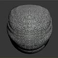 Heather Gray Textured Knit Beanie With Ribbed Edge And Leather Patch 3d model