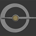 Industrial Metal Equipment With Golden Cylinder Silver Rod And Circular Stand