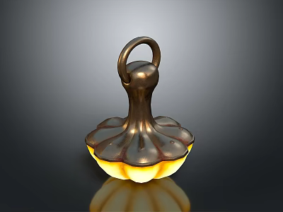 Vintage Metal Floral Clothing Accessory With Ring Handle And Yellow Glowing Base 3d model