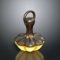 Vintage Metal Floral Clothing Accessory With Ring Handle And Yellow Glowing Base