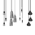 Modern Pendant Lights With Glass And Matte Black Designs Illuminating Grey Background