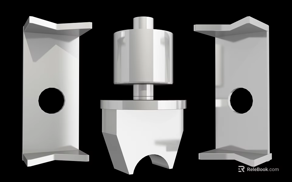 High Quality Metal Hardware Tools Components Featuring Cylindrical Part And Bracket Holes 3d model 