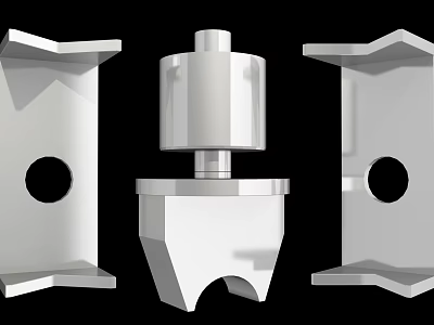 High Quality Metal Hardware Tools Components Featuring Cylindrical Part And Bracket Holes 3d model