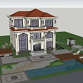 Classical Detached Villa With Red Roof Grand Porch Large Windows And Garden