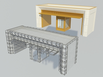 Curtain wall structure diagram Dry hanging skeleton diagram 3d model