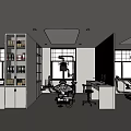 Bright Modern Dental Clinic Interior With Dental Chair Equipment Shelves And Windows