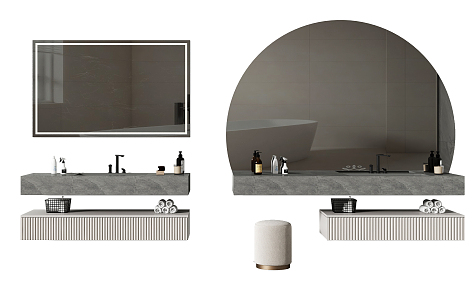 modern sink bathroom cabinet 3d model