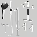 Modern Black Shower Head System With Various Components And Fixtures 3d model